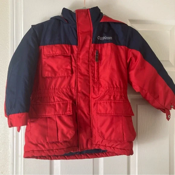 Oshkosh B'Gosh Boys Size 6 Puff Hooded Jacket Blue/Red - Picture 10 of 14